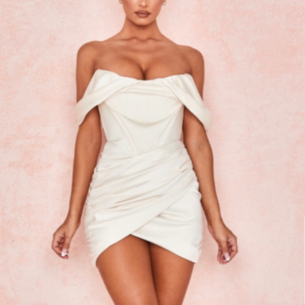 Coraline Ivory Satin Corset Dress